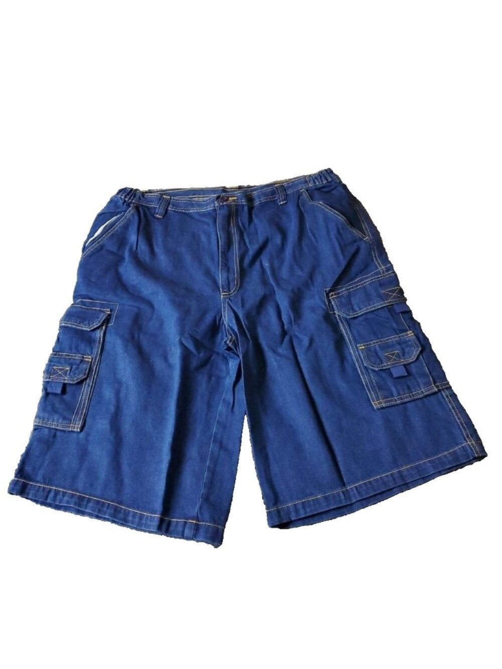 KingSize Cargo Jean Shorts Mens 42 Big Tall Blue Cotton Elastic Jorts y2K